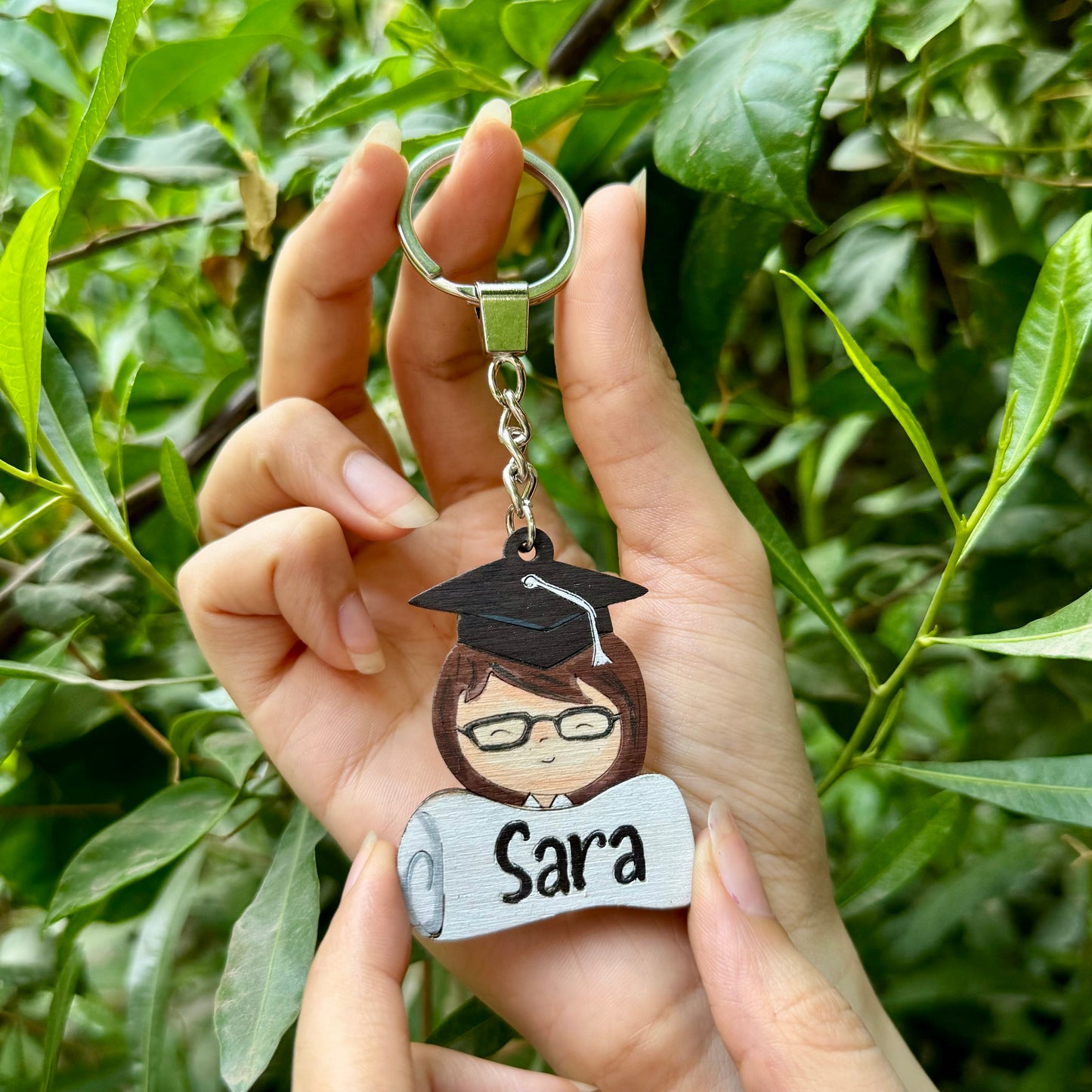 Girl-Eyeglasses Graduation Keychain