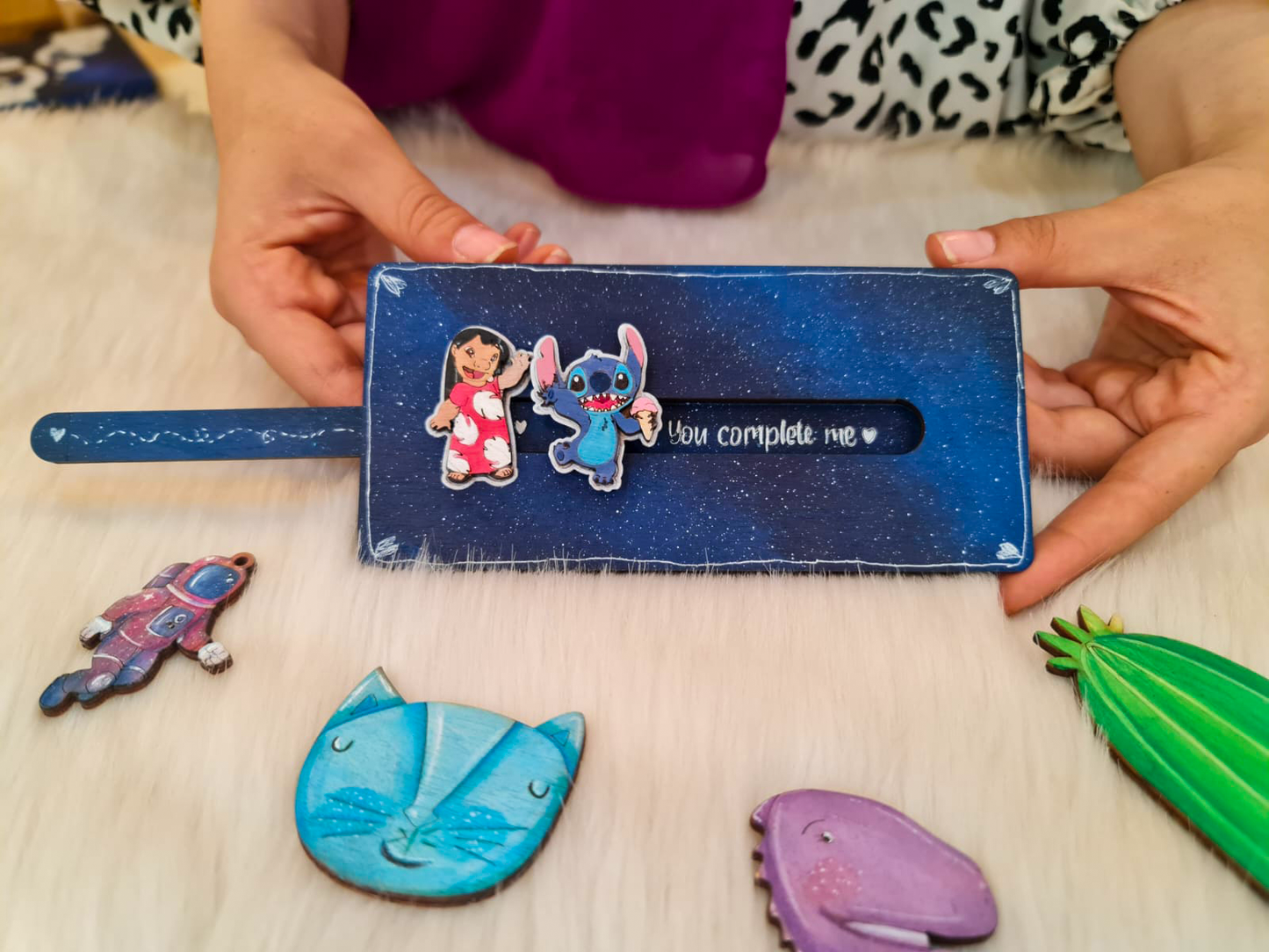 Swipe card "Lilo & Stitch"  wooden message