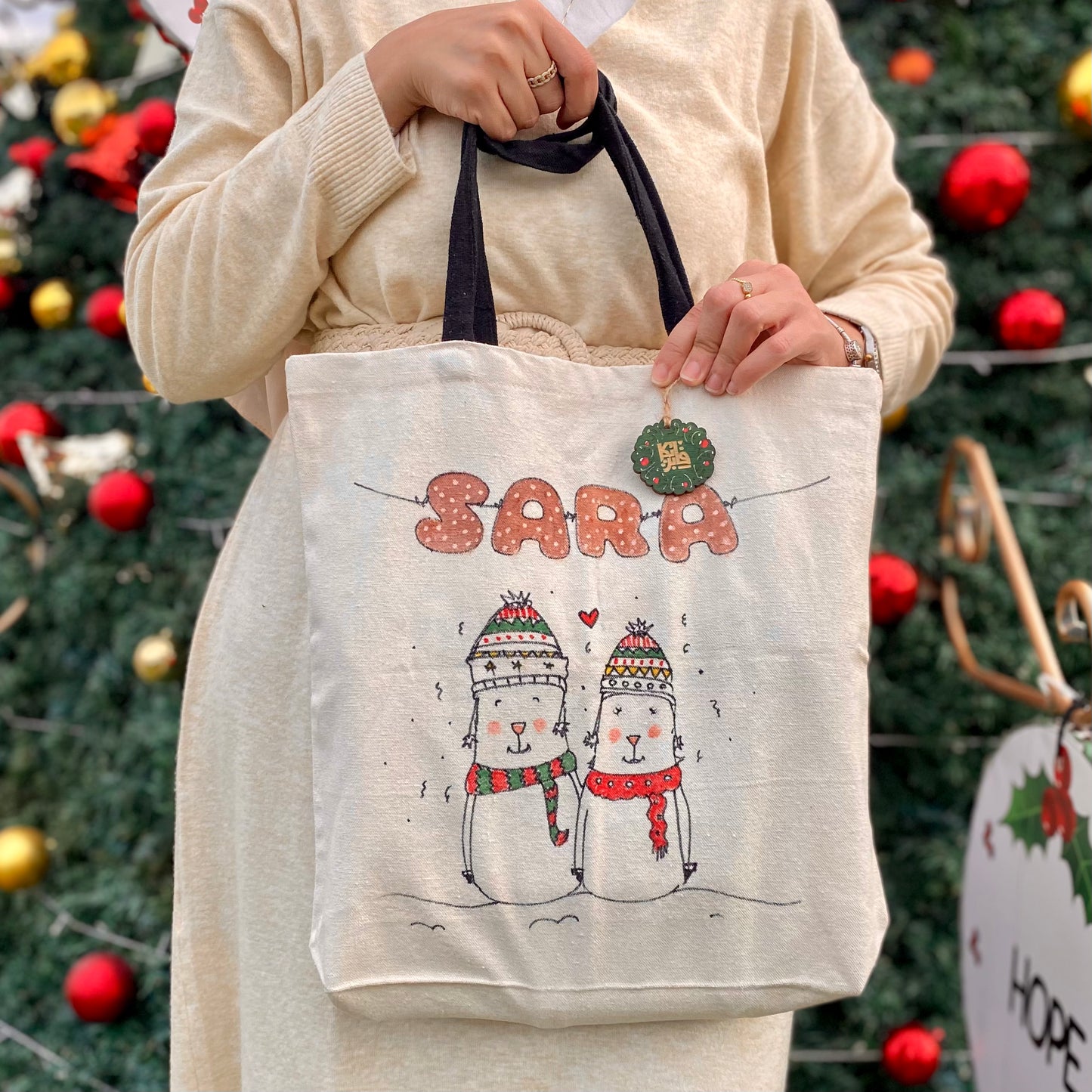 New Year Tote Bag "Couple of snow"