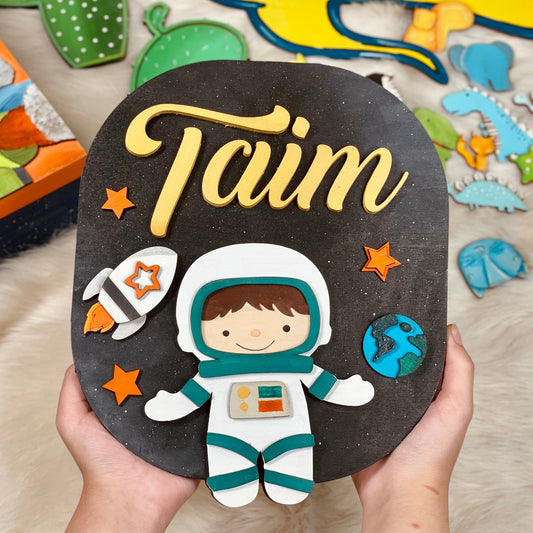 Signboard "Astronaut Sketch for Boys" With Custom Name