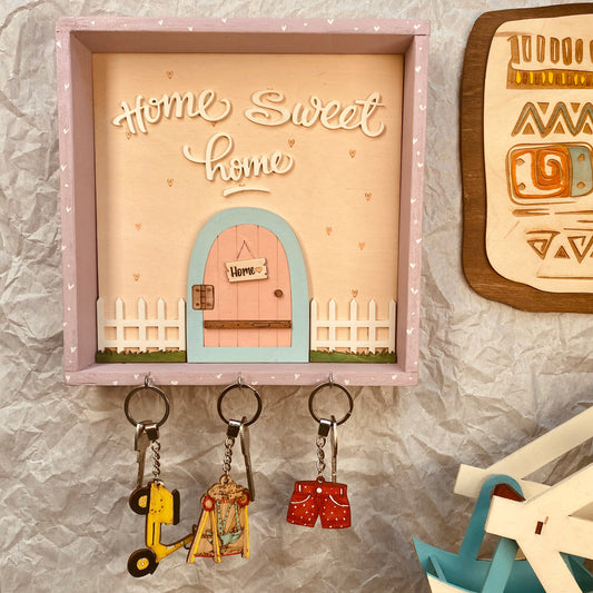 "Pink Home" Keychain Frame