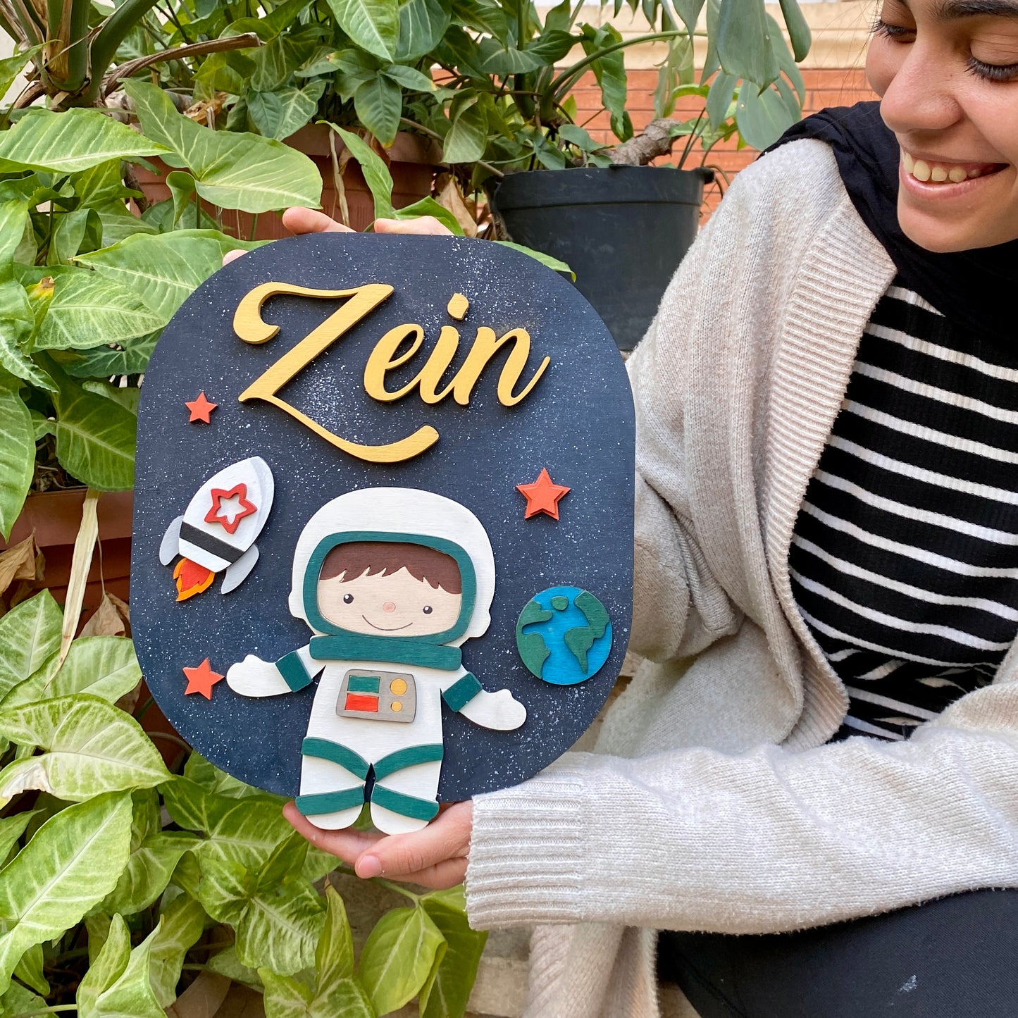 Signboard "Astronaut Sketch for Boys" With Custom Name