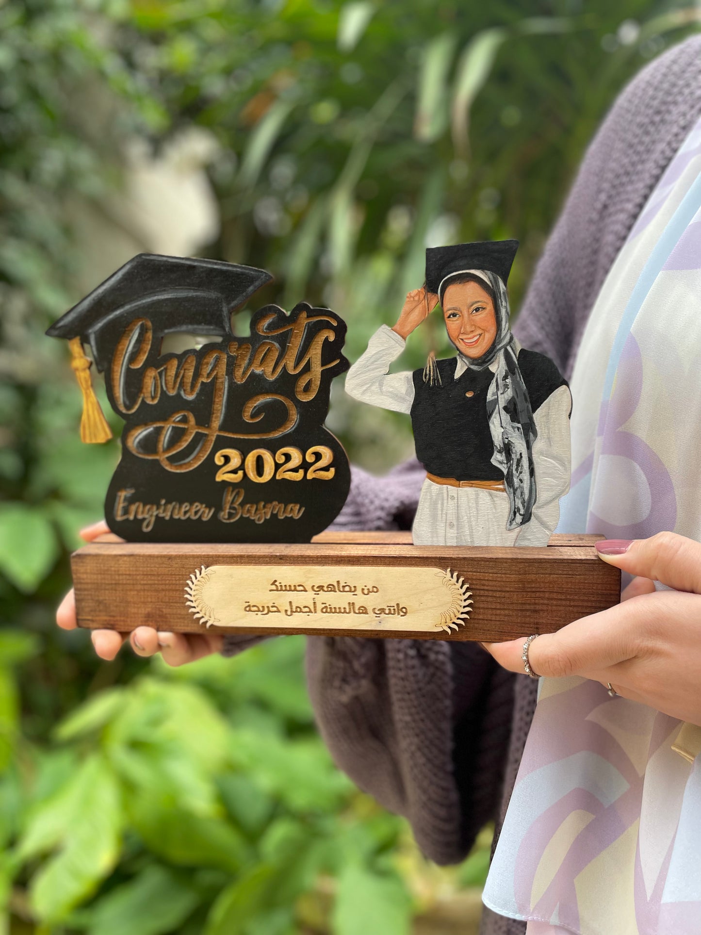 Wooden Stand "Congrats" with Custom Photo, Name and Quote Shape 1