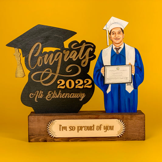 Wooden Stand "Congrats" with Custom Photo, Name and Quote Shape 2