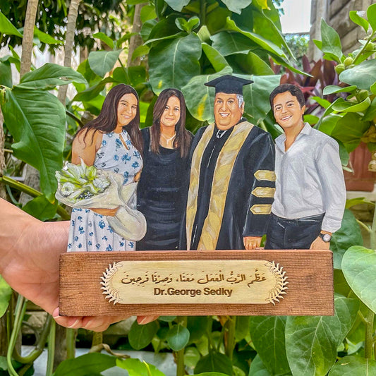 Wooden Graduation Stand 4 Persons with Custom Photo, Name and Quote